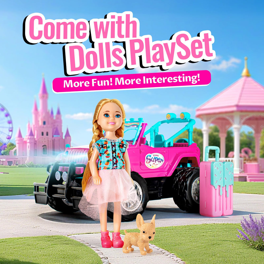 ULOVEME RC Cars pink trunk area stores tiny accessories for adventures