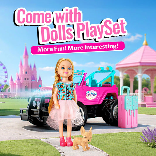 ULOVEME RC Cars pink trunk area stores tiny accessories for adventures