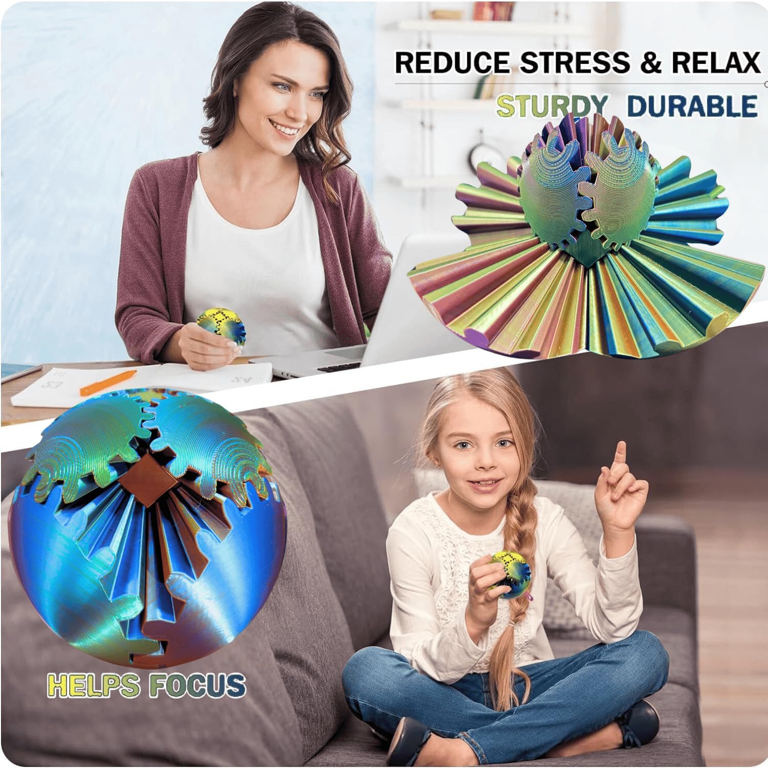 ULTHOOL Gear Ball in-hand use emphasizes compact design for on-the-go de-stressing.