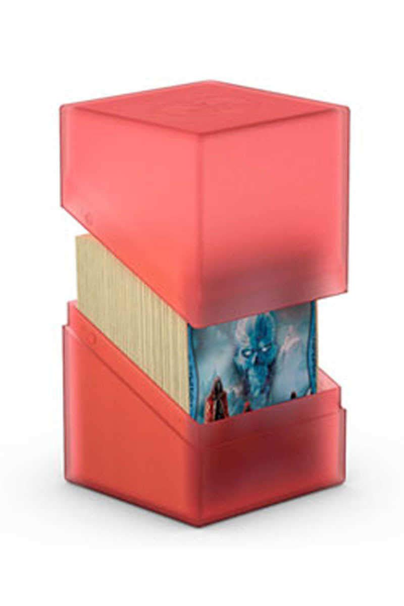 Side view of Ultimate Guard Boulder 100 deck case ruby showing sturdy construction