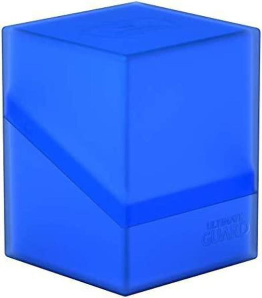 Ultimate Guard Boulder 100+ Classic Sapphire front view shows durable storage for double-sleeved cards.
