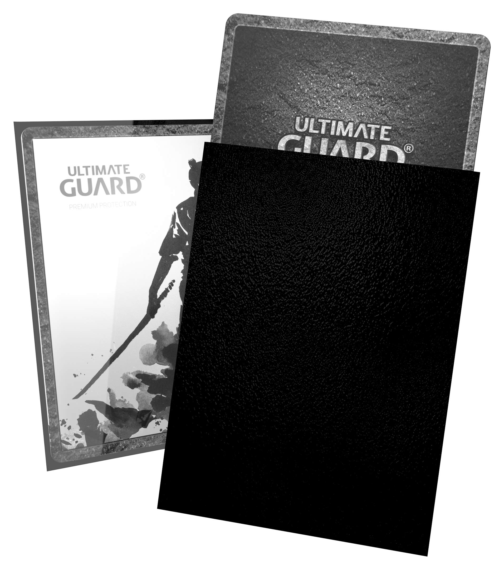 Ultimate Guard Katana sleeves with black back protect standard cards and reduce glare.