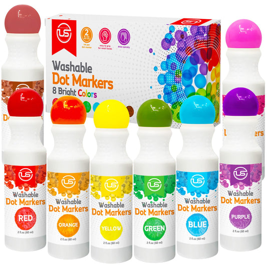 Ultimate Stationery dot markers 8 colors box for colorful toddler art sessions and easy cleanups.
