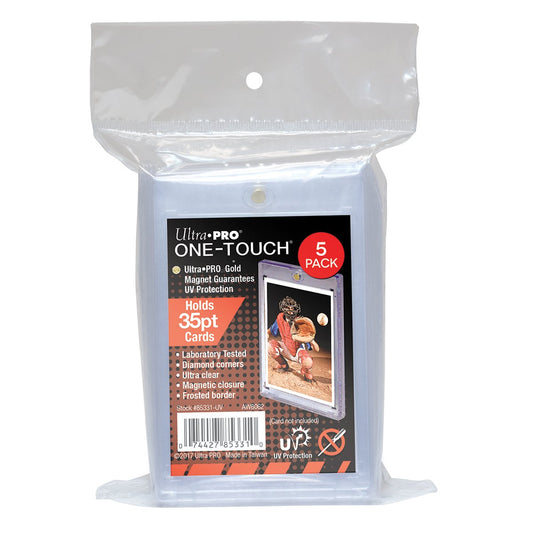 Ultra PRO 35-Point One-Touch Magnetic Card Holder interior view with cards secured inside.