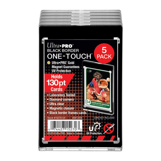 Ultra Pro Black Border One-Touch 5-pack front view with protective frame