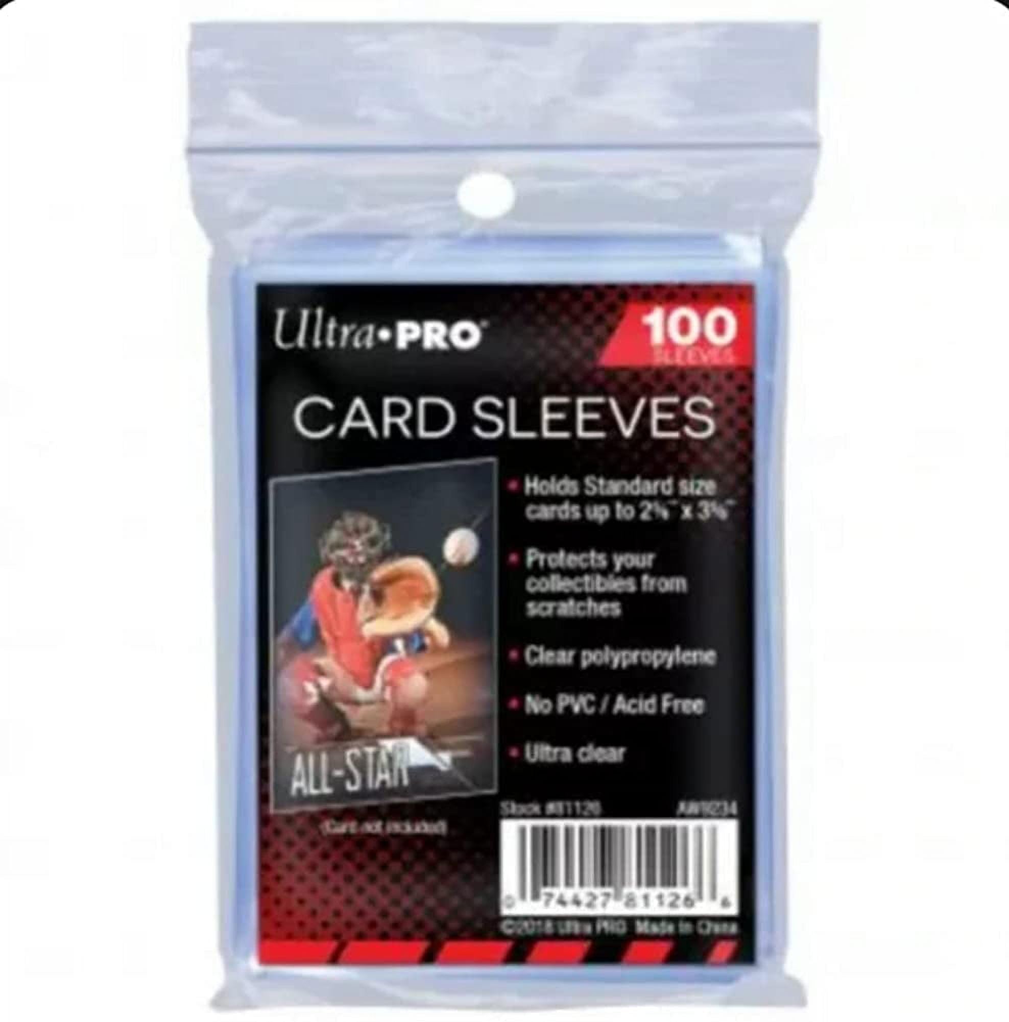 Ultra Pro clear polypropylene sleeves showcase cards ready for display