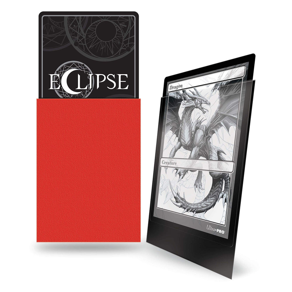 Ultra Pro Eclipse Matte Sleeves Apple Red pack shot highlights 100 sleeves.