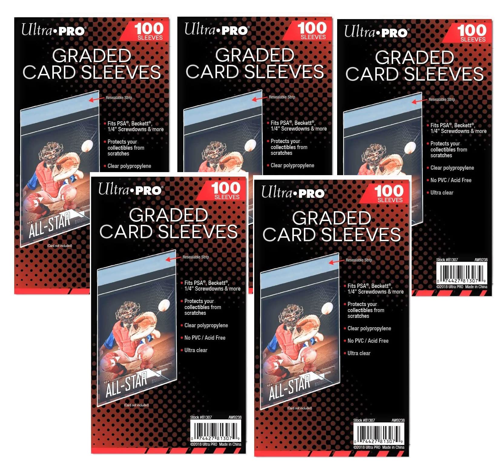 Ultra Pro graded card sleeve close-up shows archival clarity and scratch protection.