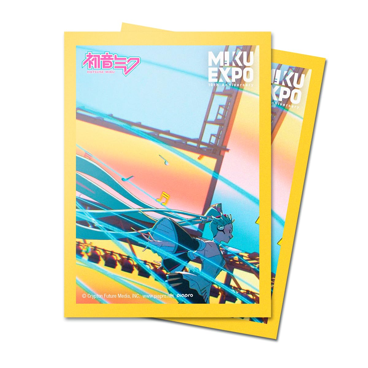Ultra PRO Hatsune Miku 10th Anniversary sleeves with vibrant archival-safe protection for standard-size cards.