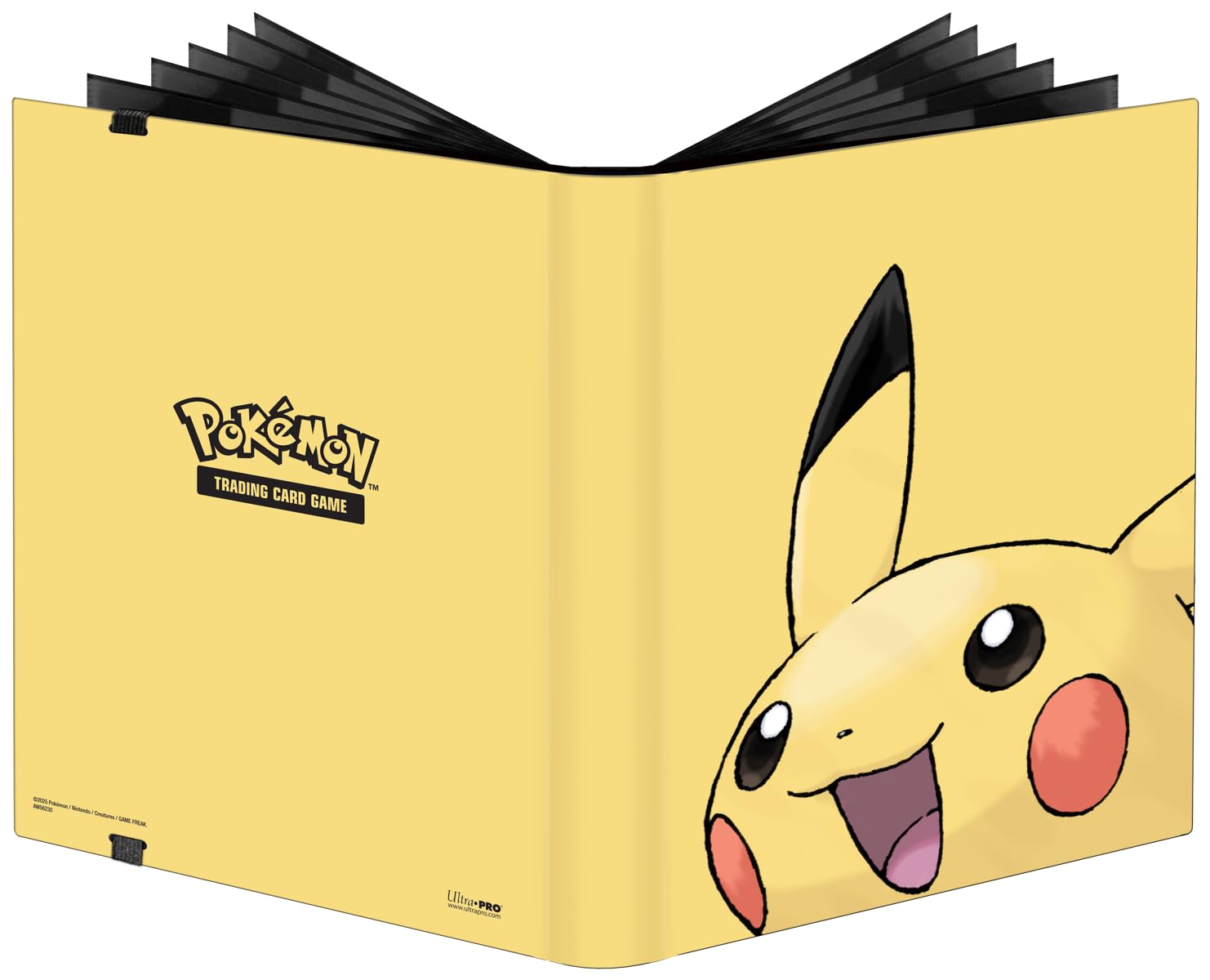 Ultra PRO Pikachu 9-Pocket binder side-loading pockets keep cards secure during transport.