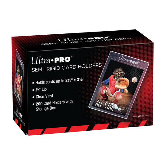 Ultra Pro semi-rigid lip sleeves displayed in the clear packaging for easy handling