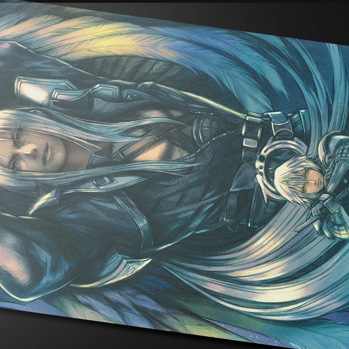 Ultra PRO Sephiroth A+B square artwork closeup on side B, rich colors for display.
