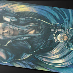 Ultra PRO Sephiroth A+B square artwork closeup on side B, rich colors for display.
