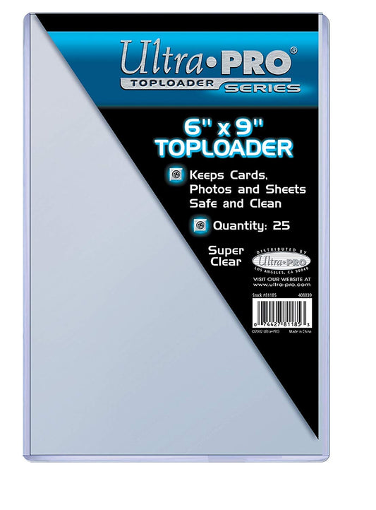 Ultra Pro 6x9 Toploader in clear PVC protects cards and photos up to 6x9 inches.