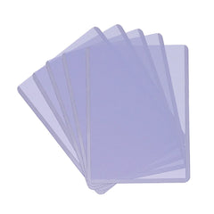 Close-up of clear toploader demonstrates rigid plastic clarity for easy viewing.