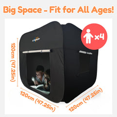 Ultrapopp blackout sensory den 47x47 inches creates a dark, focused environment
