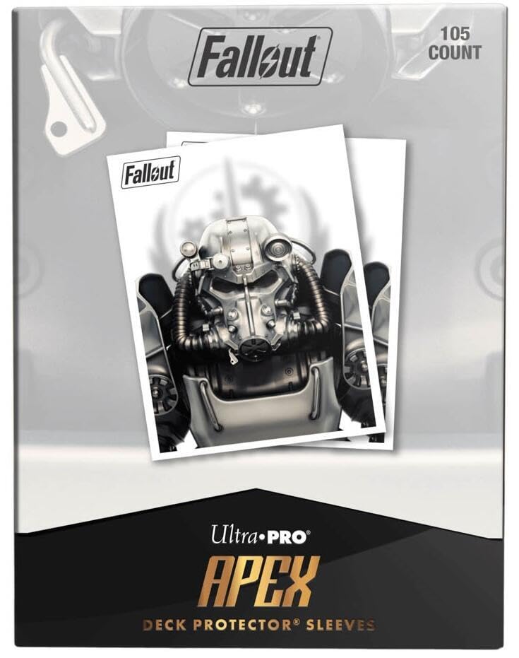 Ultra Pro Apex Sleeves Fallout BOS back features textured artwork for durable shuffling