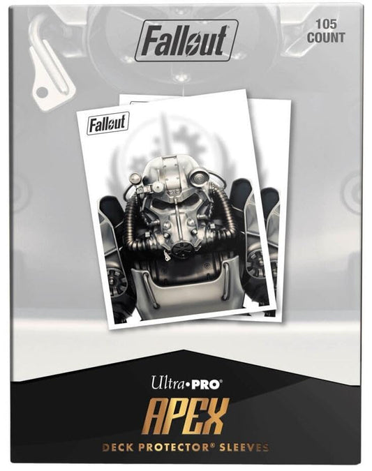 Ultra Pro Apex Sleeves Fallout BOS back features textured artwork for durable shuffling