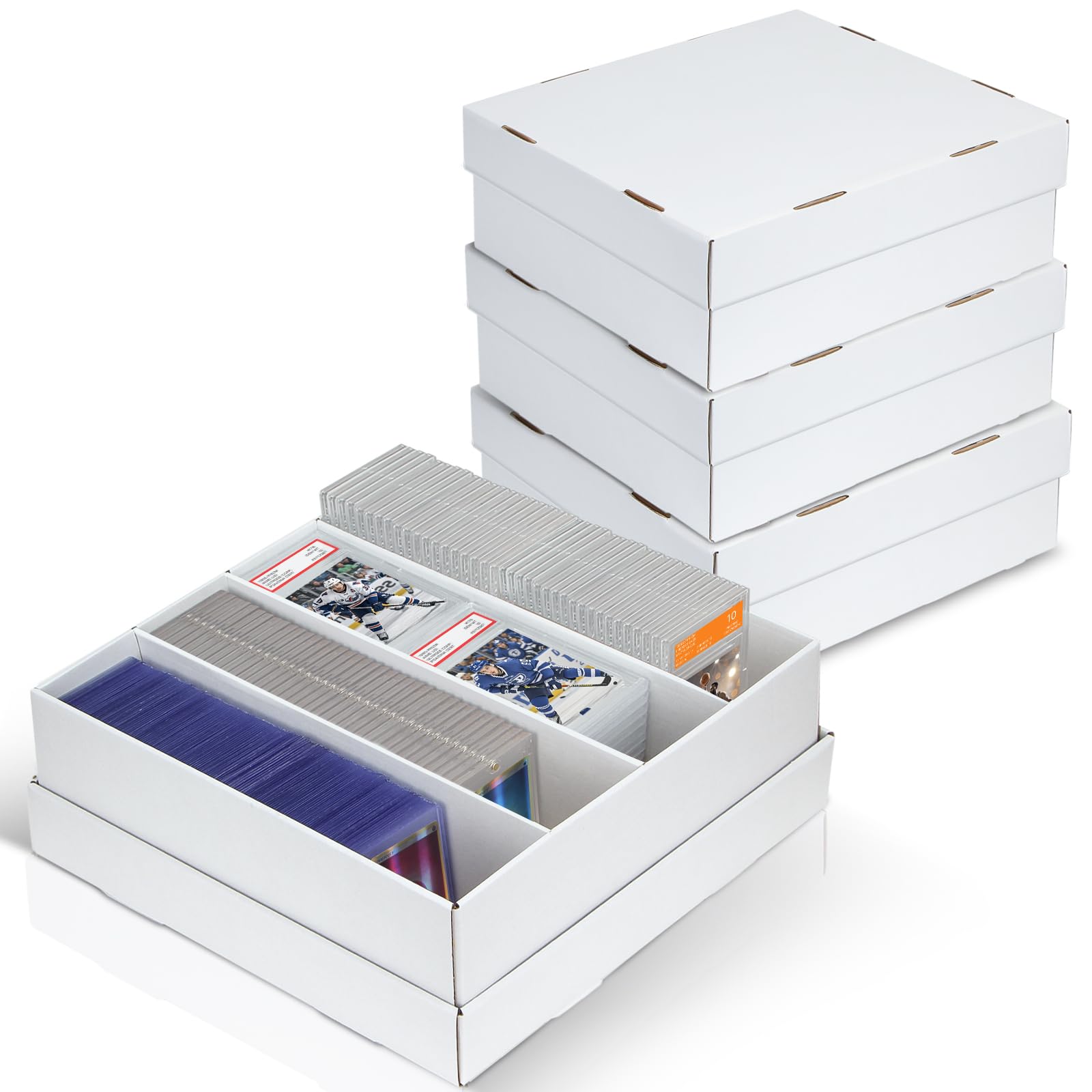 ULTRGEE trading card storage box with four rows, quick access and organization.