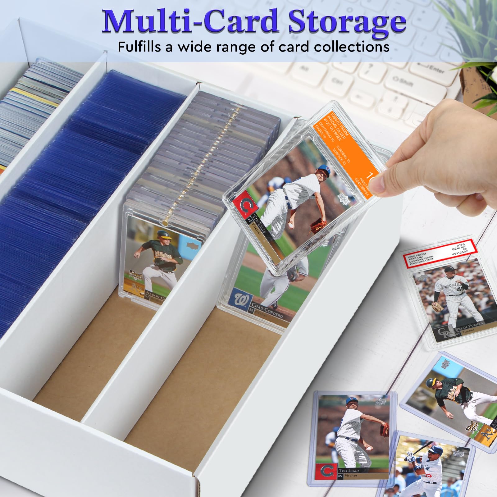 ULTRGEE accommodates TCG, YGO, OPCG and sports cards for versatile storage.