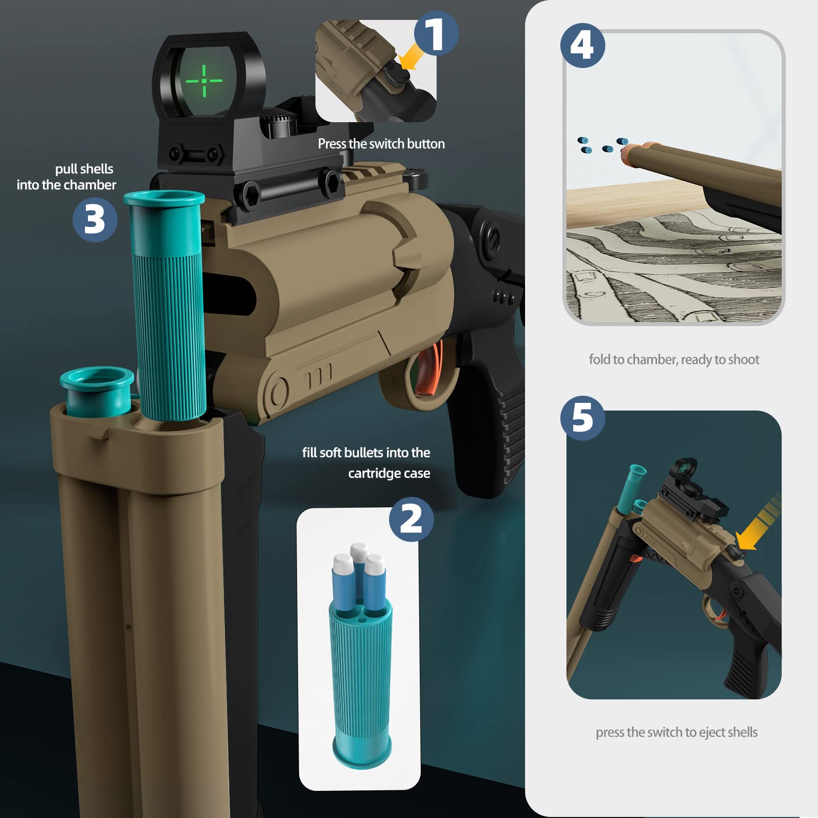 ULUCTROM included-items-pack, complete set with shotgun, cartridges, darts, scope.