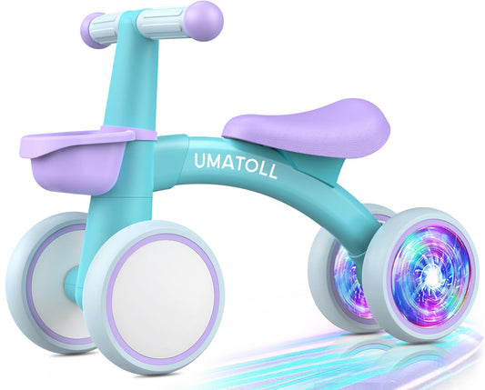 Umatoll colorful lighting baby bike rear wheel glows when spun, attracting curiosity and encouraging exploration.