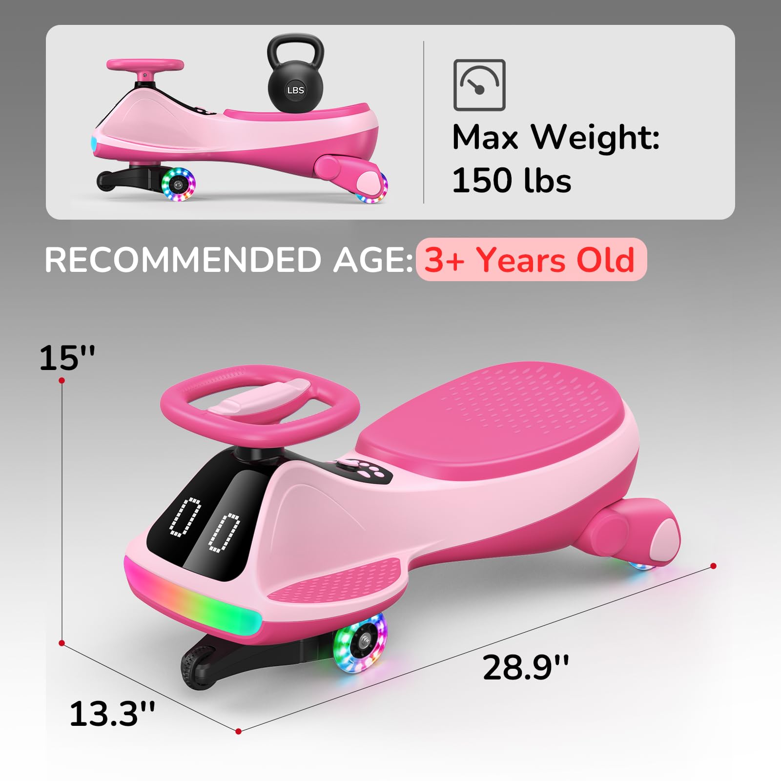Umatoll next to toddler for size comparison and weight capacity clarity