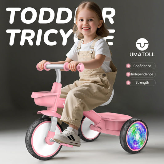 Umatoll Toddler Tricycle adjustable-seat supports growing comfort.