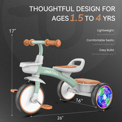 Umatoll Toddler Tricycle green packaging for gift-ready presentation.