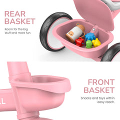 Umatoll Toddler Tricycle non-slip-pedals grip floors securely.