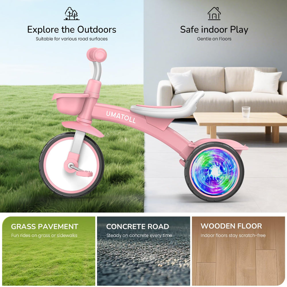 Umatoll Toddler Tricycle vivid-colors spark joyful adventures.