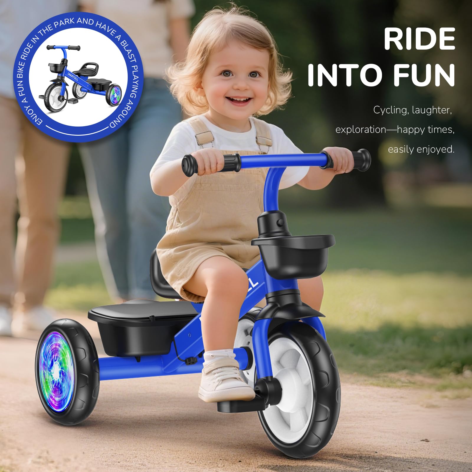 Umatoll tricycle blue durable carbon steel frame