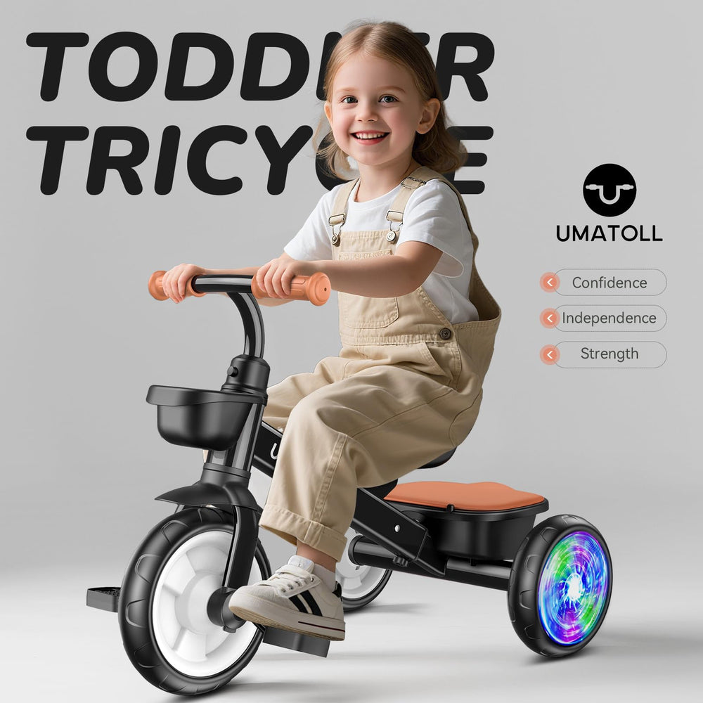 Umatoll tricycle extended rear wheels enhance stability during early rides