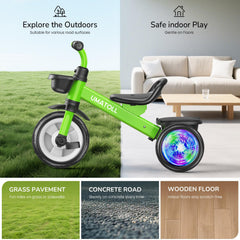 Umatoll tricycle child riding with a smile invites exploration.