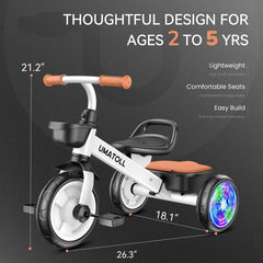 Umatoll tricycle kid riding outdoors with family supervision