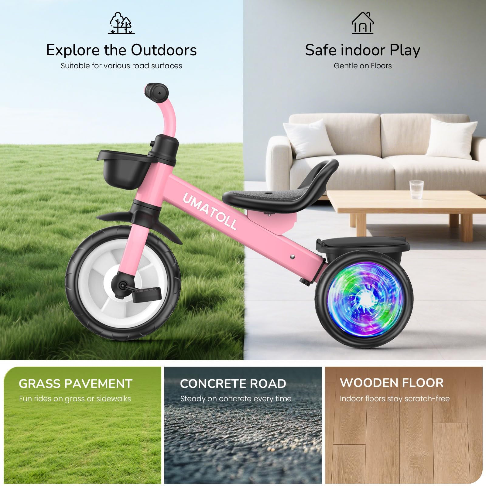Umatoll tricycle outdoor play promotes active exploration and movement.