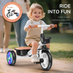 Umatoll tricycle three-position-seat accommodates a growing child