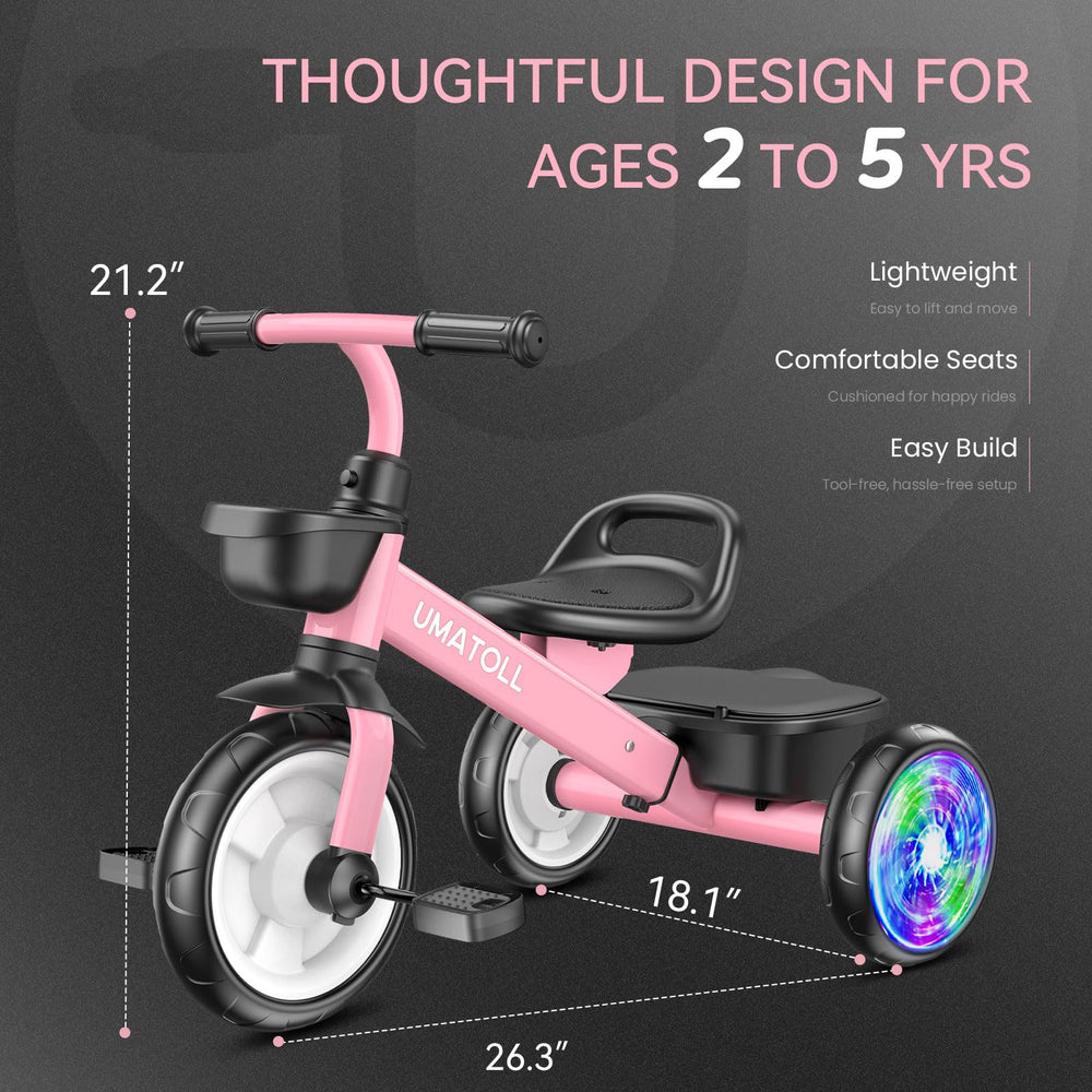 Umatoll tricycle wide wheelbase enhances stability on uneven ground.