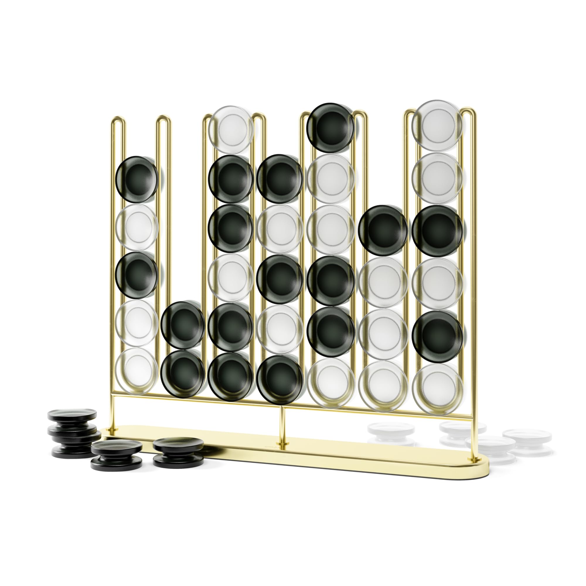 Umbra Stax Four-in-a-Row brass tabletop display doubles as decor