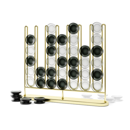 Umbra Stax Four-in-a-Row brass tabletop display doubles as decor