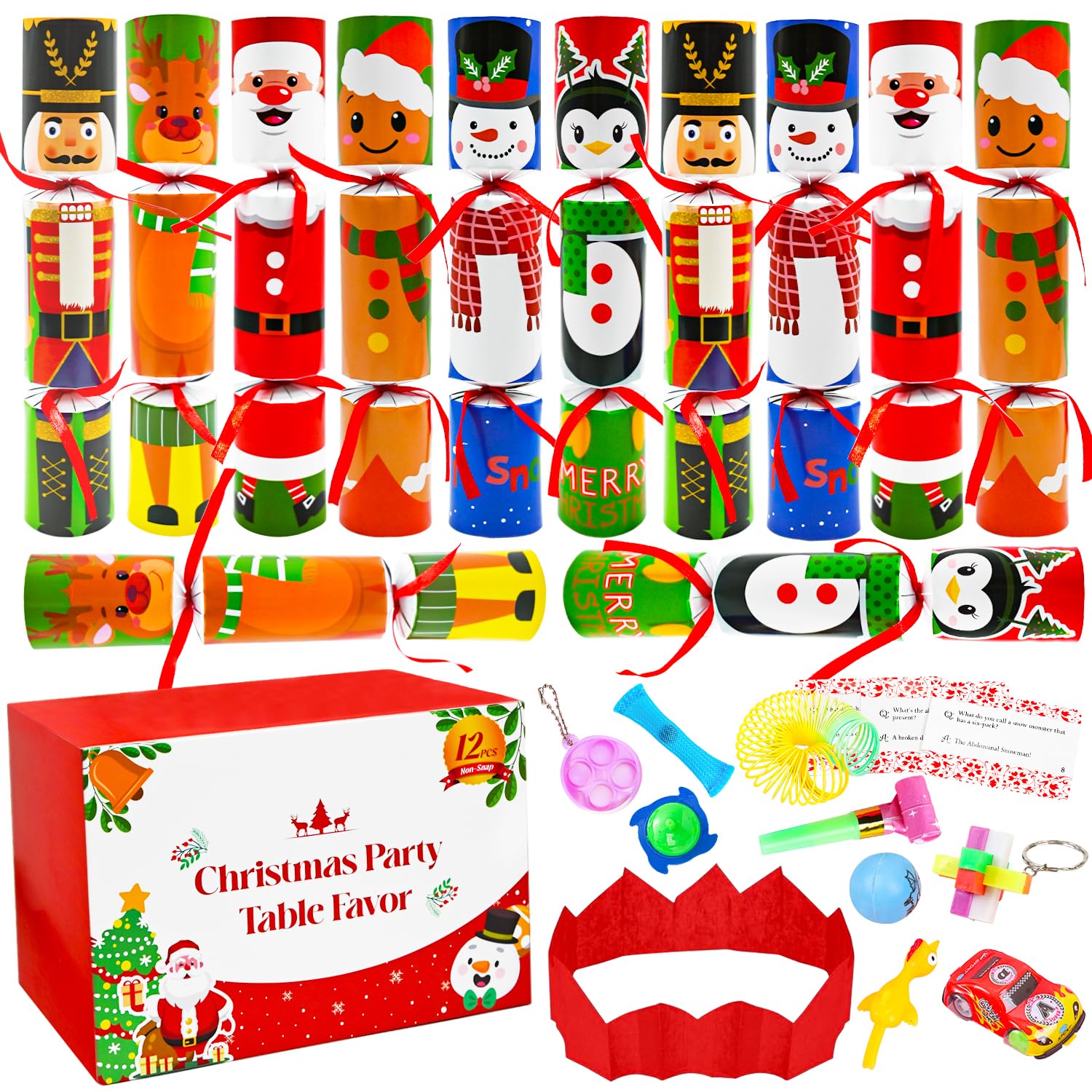 UMEELR Christmas cracker hats brighten the table for festive moments.