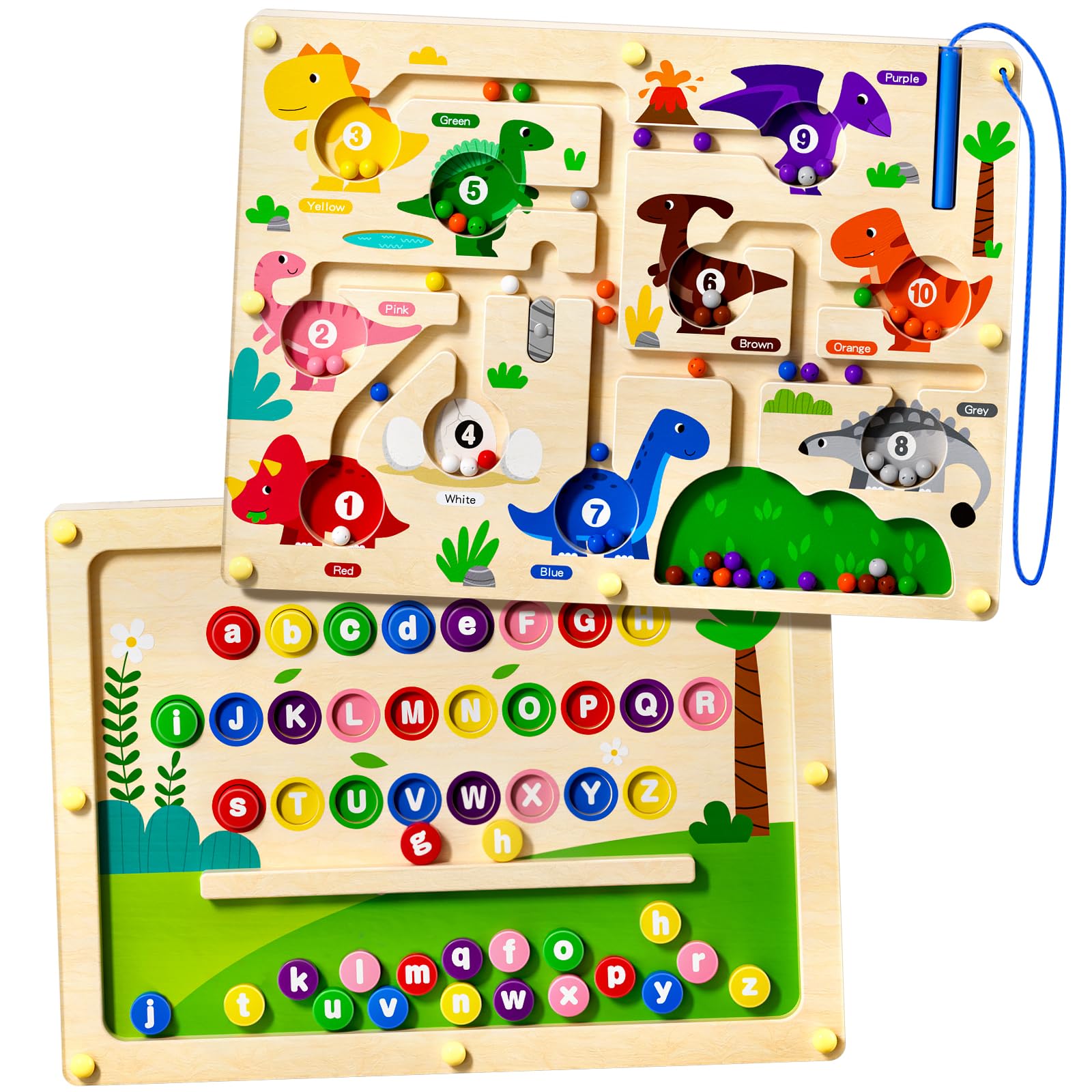 UMEREACT 2-in-1 maze alphabet side helps kids recognize letters through play