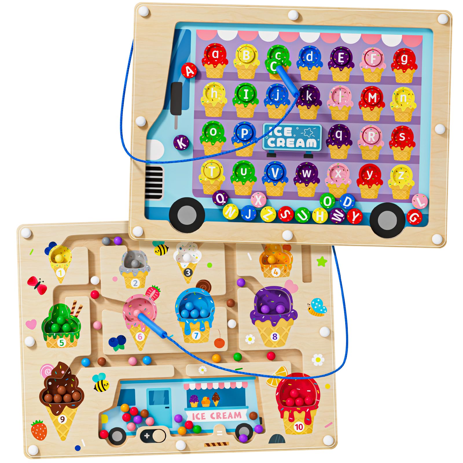 UMEREACT 2-in-1 magnetic letter maze for early literacy practice