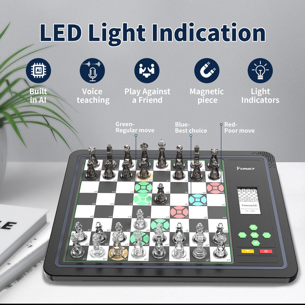 umissfun Electronic Chess Set built-in battery enables cordless practice