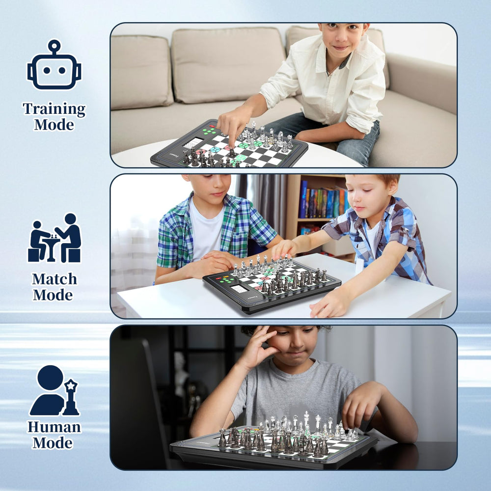 umissfun Electronic Chess Set detailed board and pieces enhance immersion