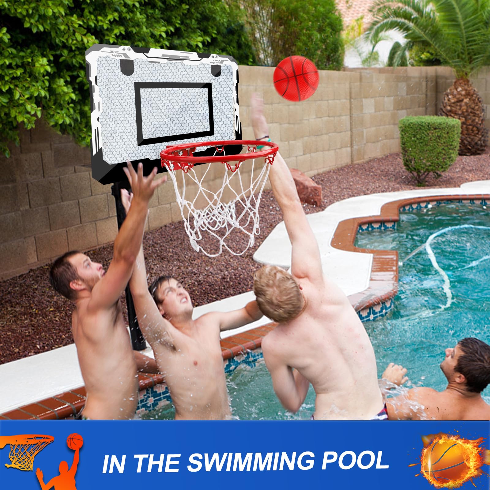 Umnodobn air pump helps inflate balls for quick setup.