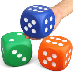 Umnodobn large 3-inch foam dice for classroom activities and games.