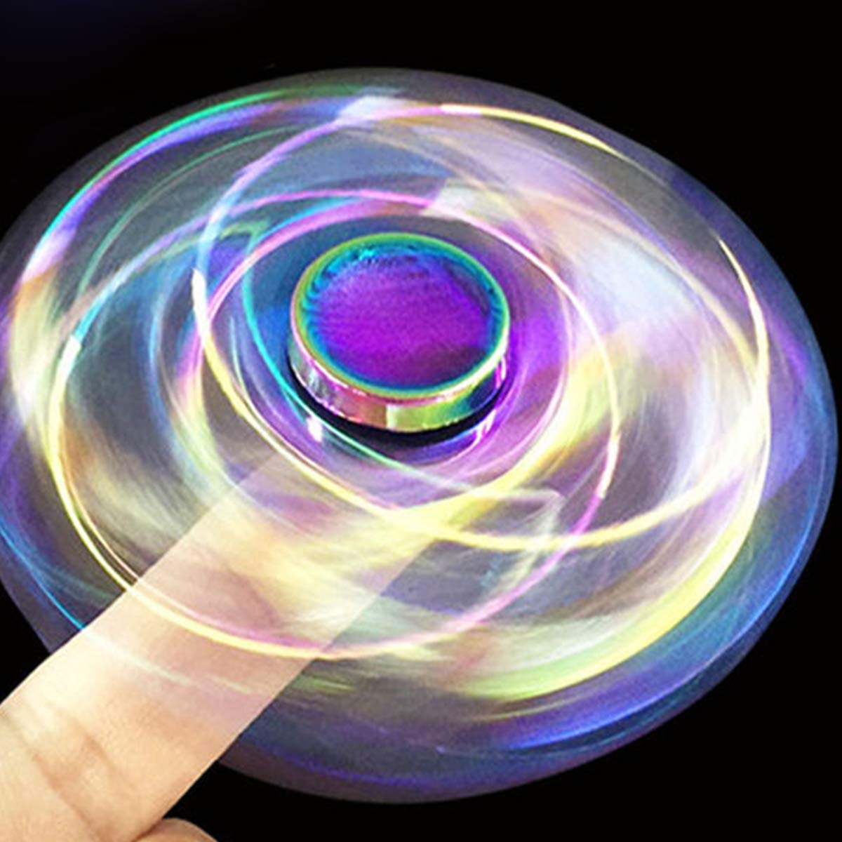 Umnodobn rainbow fidget spinner in blue, durable metal toy for on-the-go focus.