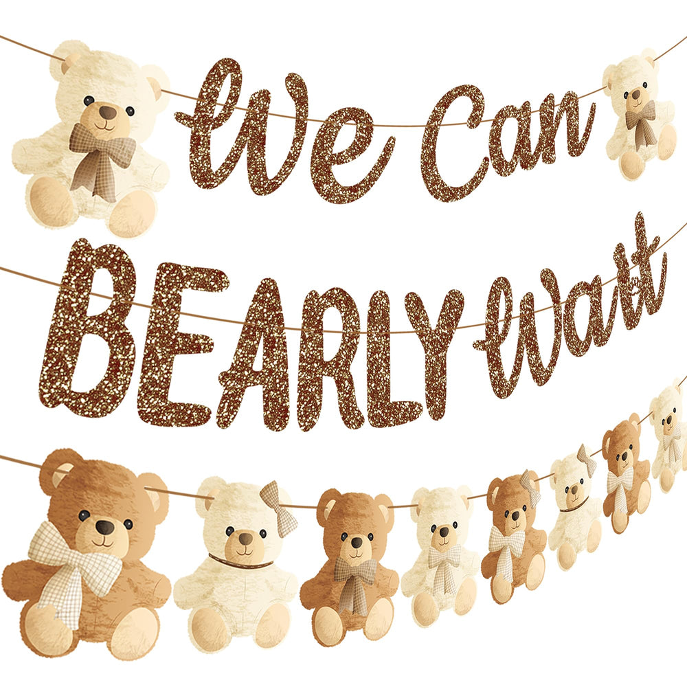 umoni brown glitter letters banner boosts festive vibes at gender reveals