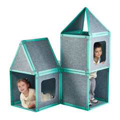 Umoving 20-piece magnetic fort kit panels in action, fostering imaginative play and social interaction.
